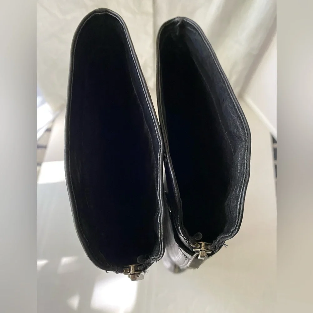 Dolce Vita black calfskin leather platform boots with back zip size 8 1/2 - Picture 6 of 16